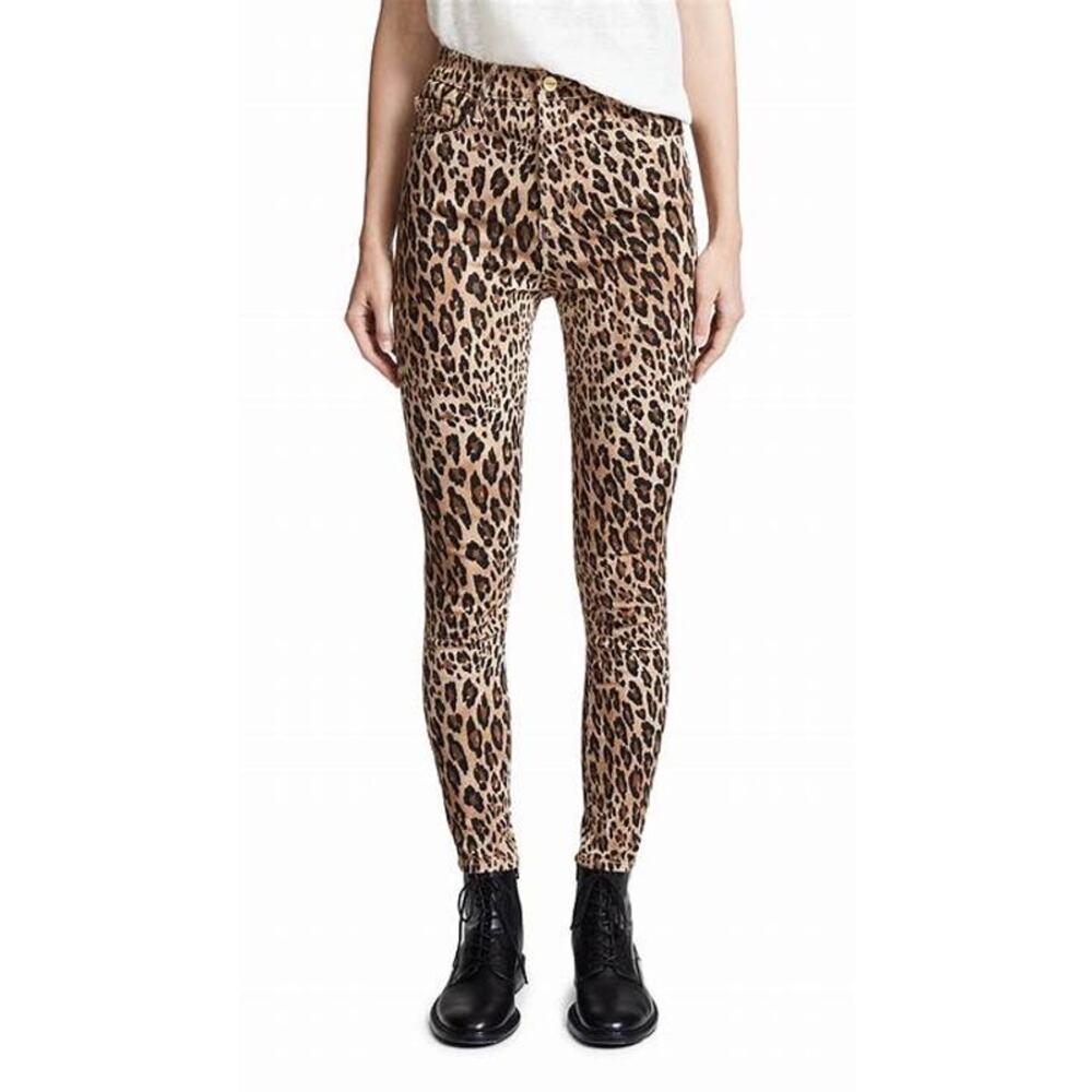FRAME Denim Ali High Rise Leopard Animal Print Skinny Cigarette Pants Size 27